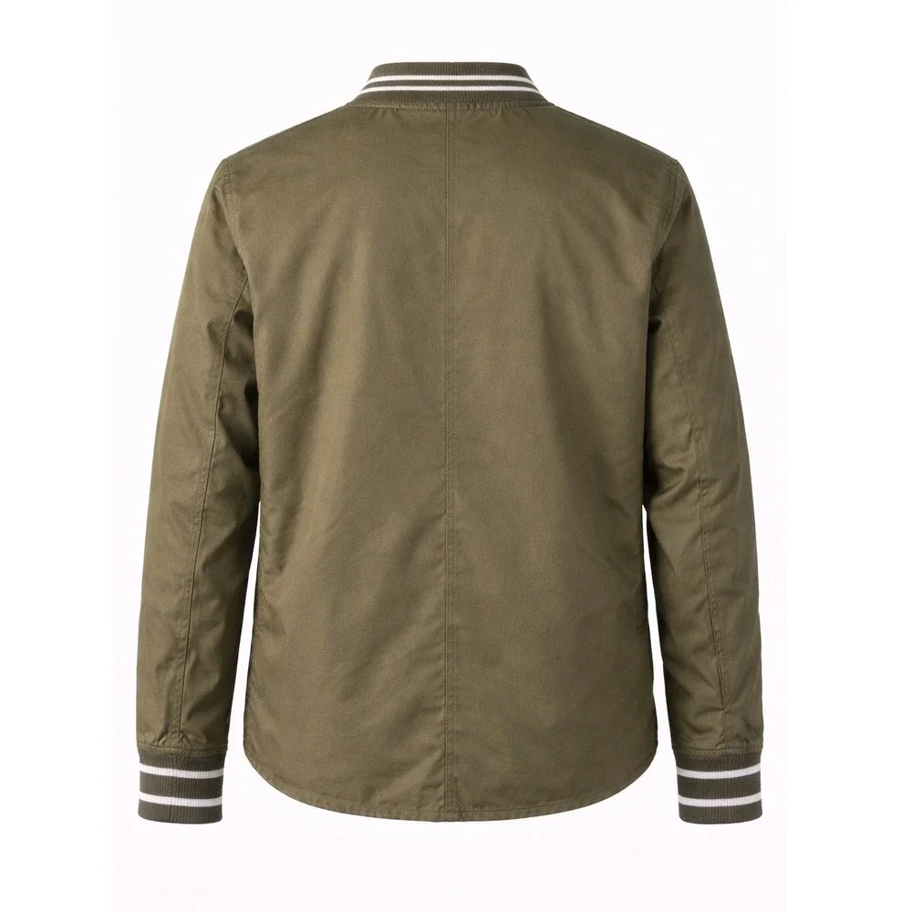 Old Navy Boys Olive Green Bomber Jacket Size M 8‎ Snap Button Varsity Coat Kids